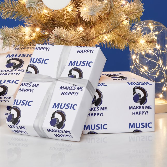 Music Headphone Music macht mich glücklich Musik Geschenkpapier (Feiertage)