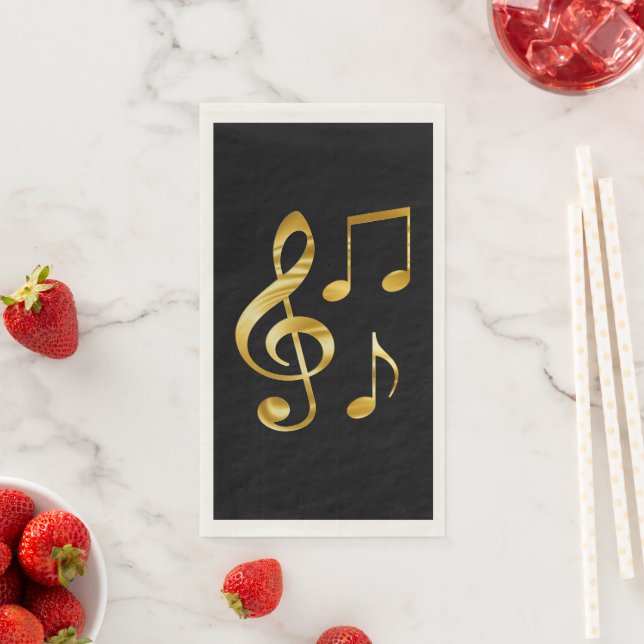 Music icons, gold on black, serviette (Beispiel)