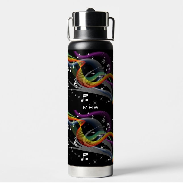 Music Illustration - benutzerdefinierte Monografie Trinkflasche (Hinten)
