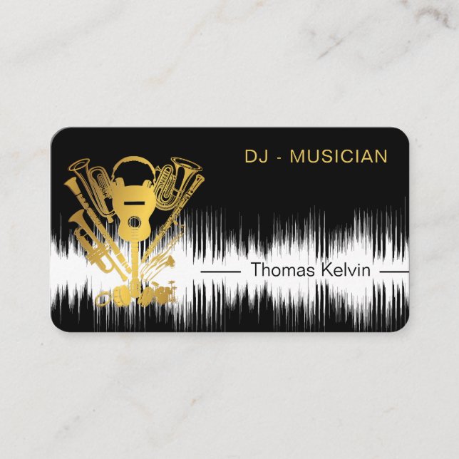 Music Instruments Event Organizer DJs Player Visitenkarte (Vorderseite)