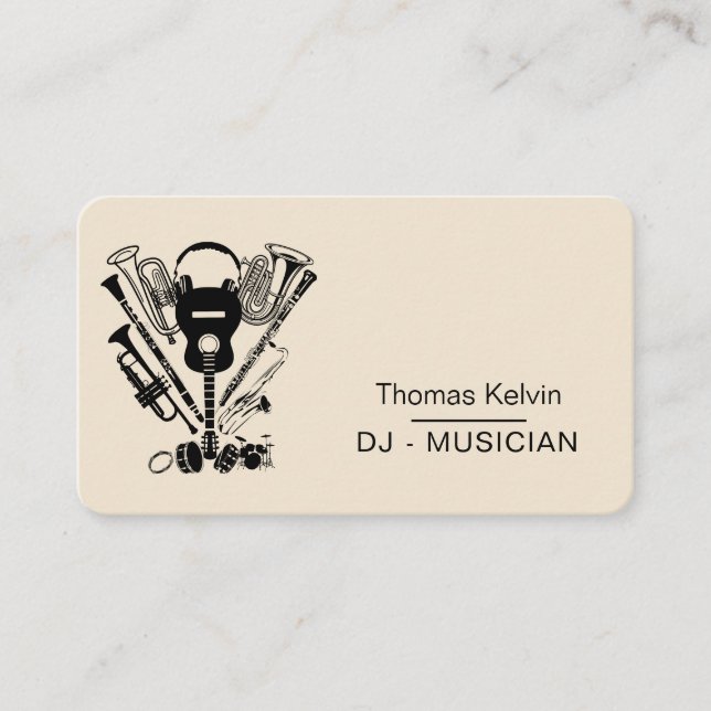 Music Instruments Event Organizer DJs Player Visitenkarte (Vorderseite)