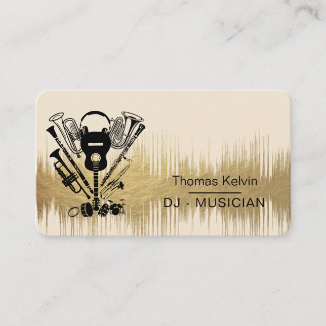 Music Instruments Event Organizer DJs Player Visitenkarte (Vorderseite)