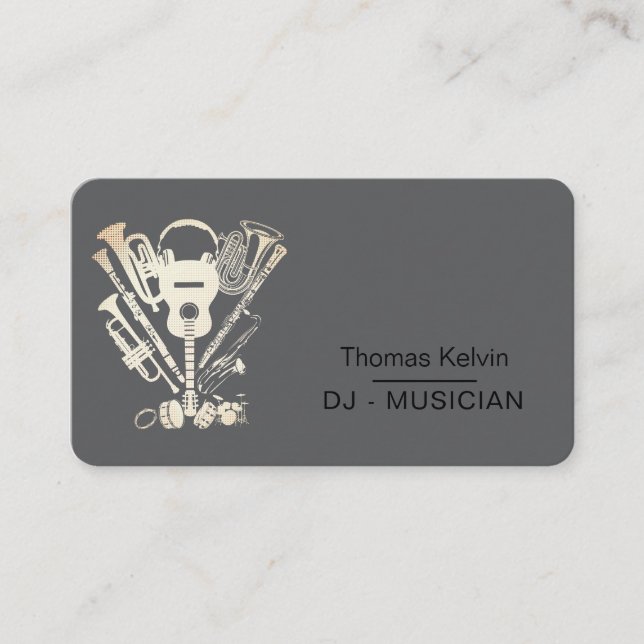 Music Instruments Event Organizer DJs Player Visitenkarte (Vorderseite)