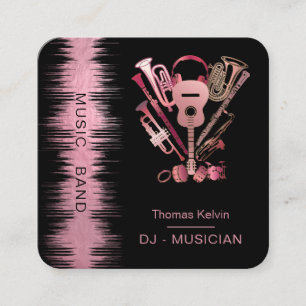Music Instruments Event Organizer DJs Rose Gold Quadratische Visitenkarte
