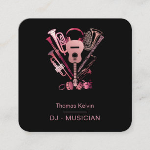 Music Instruments Event Organizer DJs Rose Gold Quadratische Visitenkarte
