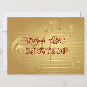 Music Invitation - Goldene Musiknote Einladung