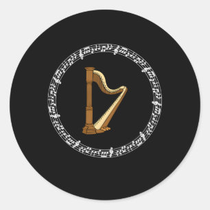 Music Irish Harp Player Musical Notes Irland Runder Aufkleber