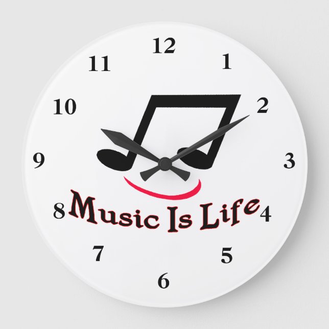 Music Is Life Musical Note Große Wanduhr (Vorderseite)
