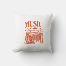 Music Is Life Vintage Design Kissen