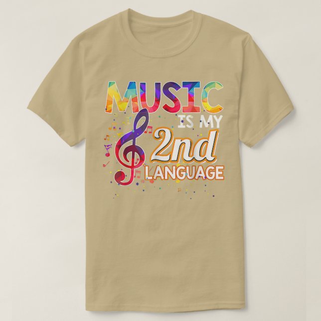 Music Is My 2nd Language Back To School Second Gra T-Shirt (Design vorne)