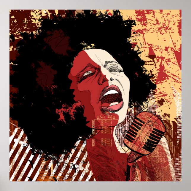 Music Jazz - afro-amerikanischer Jazzsänger vor Or Poster (Vorne)