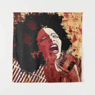 Music Jazz - afro-amerikanischer Jazzsänger vor Or Wandteppich