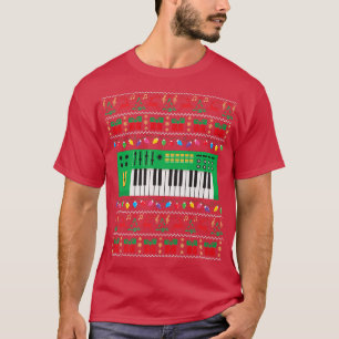Music Keyboard Uggli Christmas Sweater Xmas Lights T-Shirt