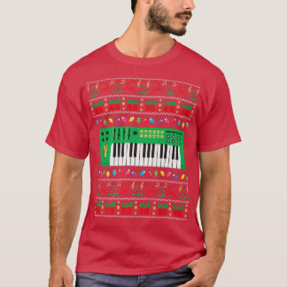 Music Keyboard Uggli Christmas Sweater Xmas Lights T-Shirt