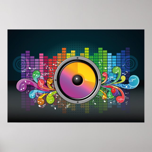 Music Lautsprecher farbige künstlerische Illustrat Poster (Vorne)
