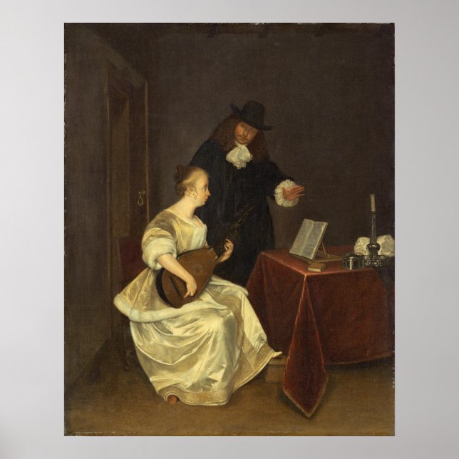 Music Lesson - Gerard ter Borch Fine Art Poster (Vorne)