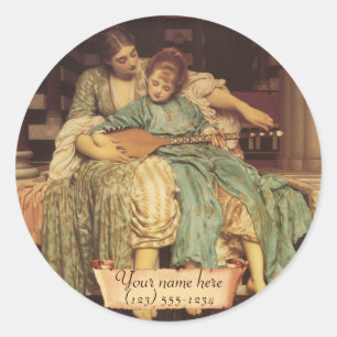 "Music Lesson" Pre-Raphaelite-Buchzeichen Runder Aufkleber