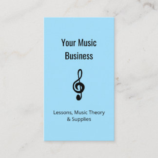 Music Lessons QR Code Simple Treble Clef Blue Visitenkarte