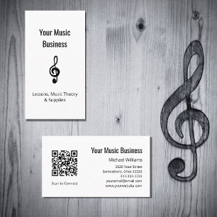 Music Lessons QR Code Simple Treble Clef Visitenkarte