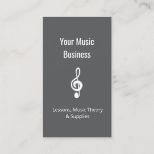 Music Lessons Simple Treble Clef QR Code Gray Visitenkarte