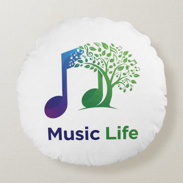 Music Life mit einem lebendigen Rundes Kissen (Vorderseite)