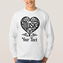 Music Lover Elegant Scrolled Heart Personalized T-Shirt