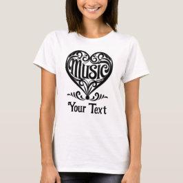 Music Lover Elegant Scrolled Heart Personalized T-Shirt
