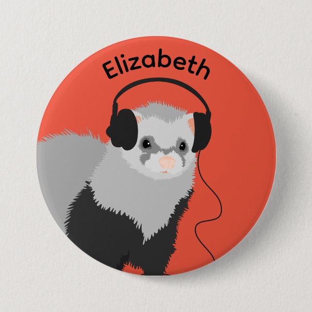 Music Lover Ferret Name Button (Vorderseite)