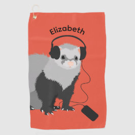Music Lover Ferret Name Golfhandtuch