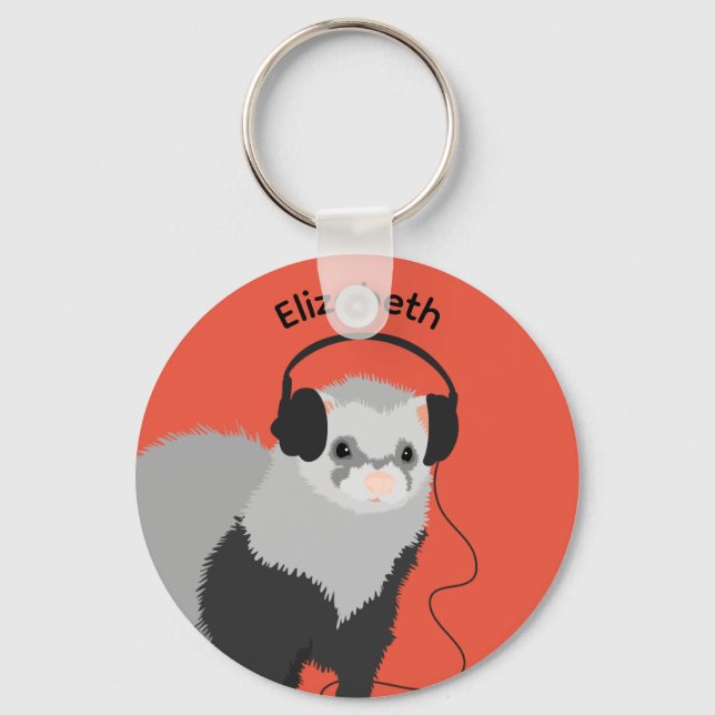Music Lover Ferret Name Schlüsselanhänger (Vorderseite)