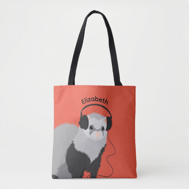Music Lover Ferret Name Tasche (Vorderseite)