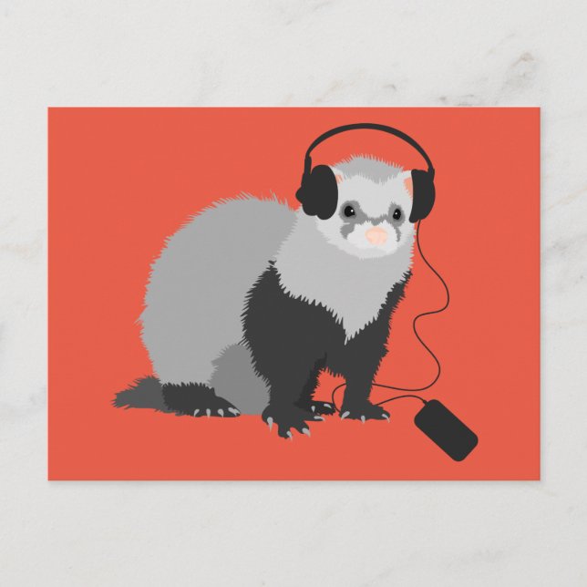 Music Lover Ferret Postkarte (Vorderseite)