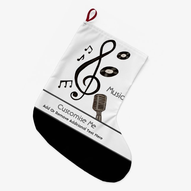 Music Lover Großer Weihnachtsstrumpf (Vorderansicht (hängend))