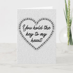 Music Lover Key für meinen Herz Glitzer Valentine  Karte