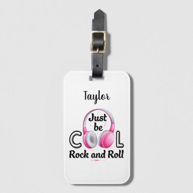 Music Lover Sei Cool Rock and Roll Gepäckanhänger (Vorderseite Vertikal)