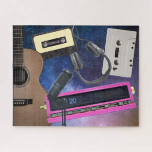 Music Lover Vintage Radio Microphone Tapes Guitar