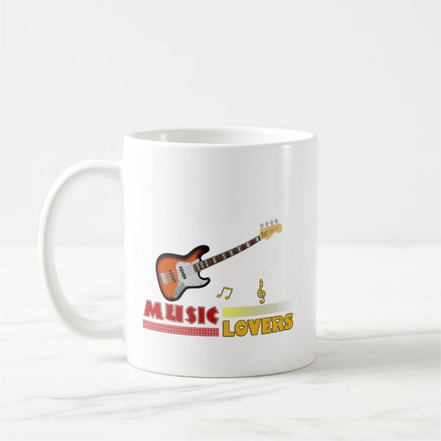Music Lovers Bass Word Art Design Kaffee Tasse (Links)