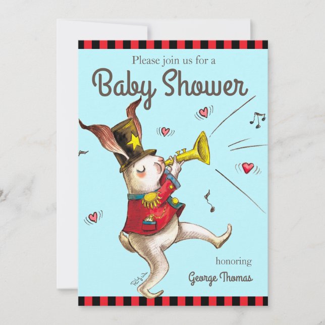 Music Maker! Rabbit Einladungskarte (Vorderseite)