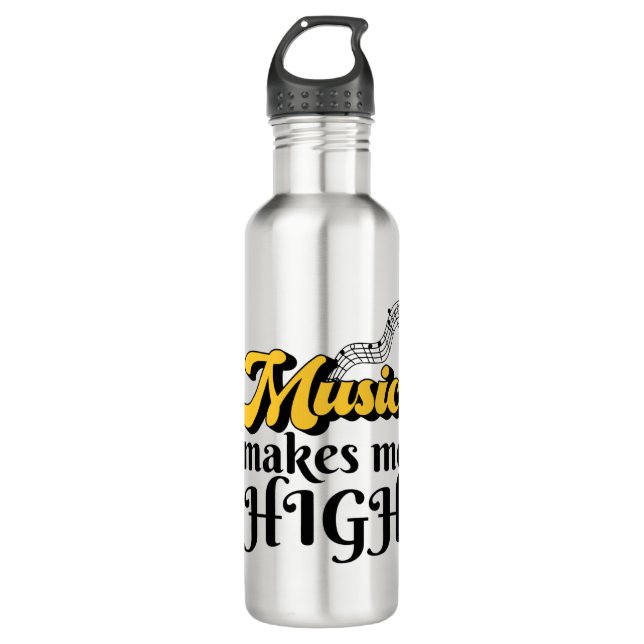 Music Makes Me High Edelstahlflasche (Vorderseite)