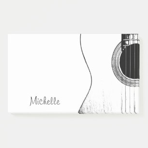 Music Monogram Black and White Gitarre Post-it Klebezettel