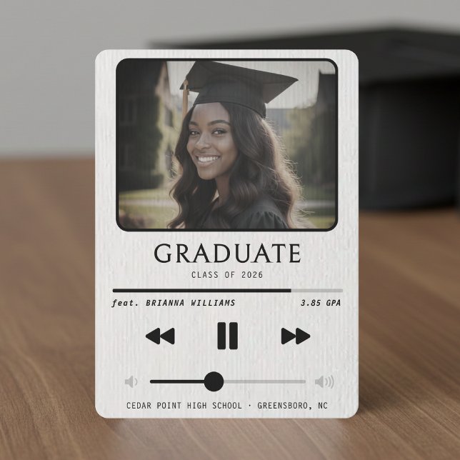Music MP3 Player White Graduation Ankündigung (Music MP3 Player White Graduation Announcement
)