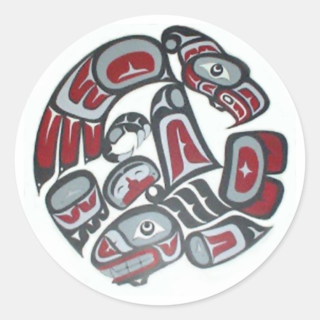 Music Native American Tribal Totem Runder Aufkleber (Vorderseite)