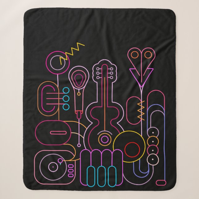 Music Neon Colors Design Sherpadecke (Vorderseite)