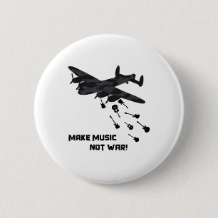 Music Not War Airplane Gitarre Liebe Peace Pac Button