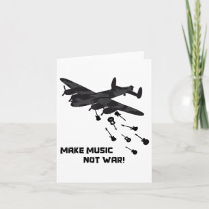 Music Not War Airplane Gitarre Liebe Peace Pac Karte