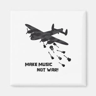 Music Not War Airplane Gitarre Liebe Peace Pac Magnet