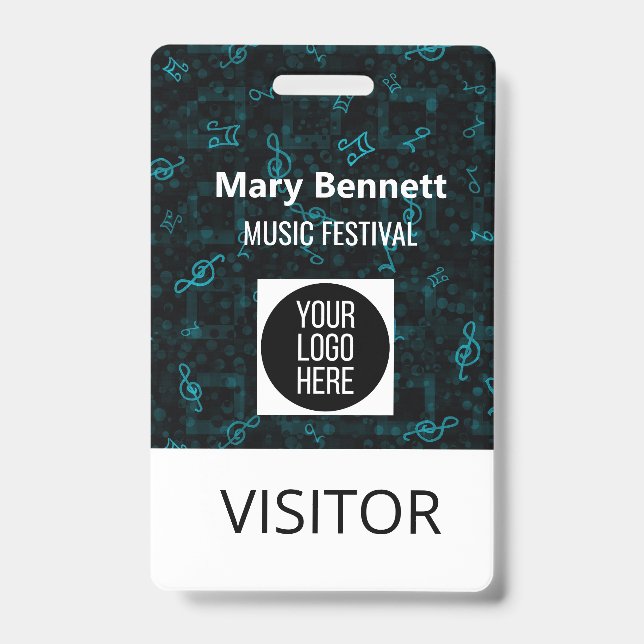 Music Note Pattern Lanyard | Event Badge Holder |  Ausweis (Vorderseite)