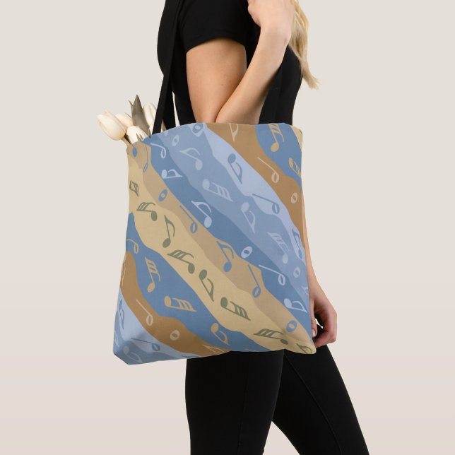 Music Note Stripes Brown And Blue Tasche (Von Nahem)