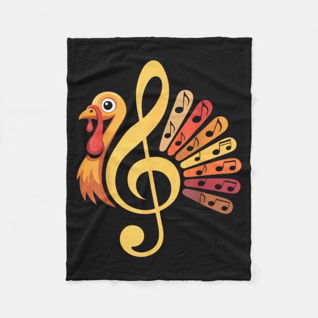 Music Note Symbol Turkey Teacher Fall Thanksgiving Fleecedecke (Vorderseite)