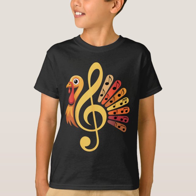 Music Note Symbol Turkey Teacher Fall Thanksgiving T-Shirt (Vorderseite)